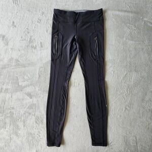 Lululemon Run For It Tight Dot Size 6 Leggings Drawstring Waist Zip Pockets Tech